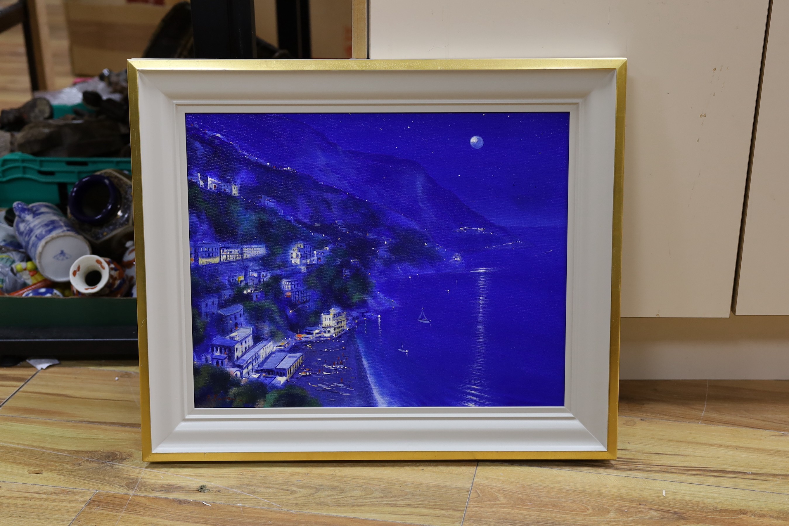 A. Fava (Italian), oil on canvas, La Luna à Positano', signed and inscribed verso, 39 x 49cm